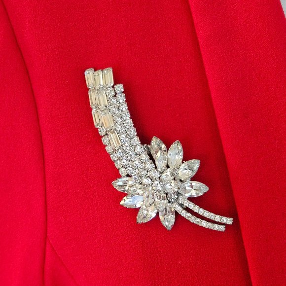 Vintage D&E Juliana Shooting Star Clear Rhinestone Brooch and Earring Set - Picture 8 of 11